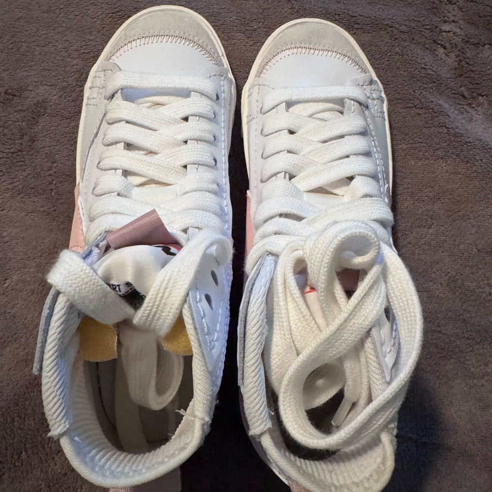 Nike White and Pink High-Top Sneakers